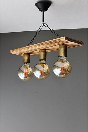 Lighting Wooden Living Room Kitchen 3-Plus Mono Chandelier Esk Duy ET T457 - AVİZEVİ