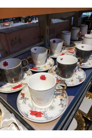 Lightning Set of 6 Porcelain Coffee Cups ATL-822 - ACAR
