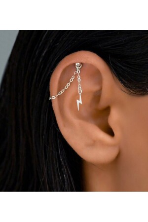 Lightning Shape Cartilage Earrings - Chain Ball Earrings - Takıconcept