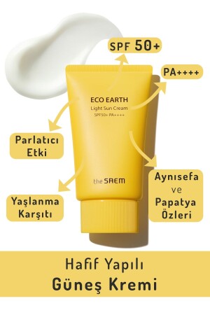 Lightweight Sun Cream 50 Gr - Eco Earth Light Sun Cream Spf 50+ And Pa++++ SAEELSC - The Saem