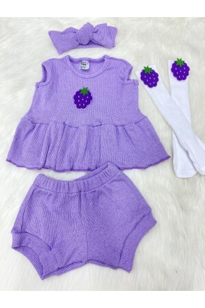 LILA BAND-SET, BLACKBERRY-FILZ-HALBANANA UND SOCKEN-SET - Şapkakids