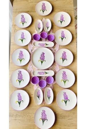 Lila Sümbül Modell 25 Modell Frühstücksset für 12 Personen Sümbül12-25 - VENÜS HOME DECORATION