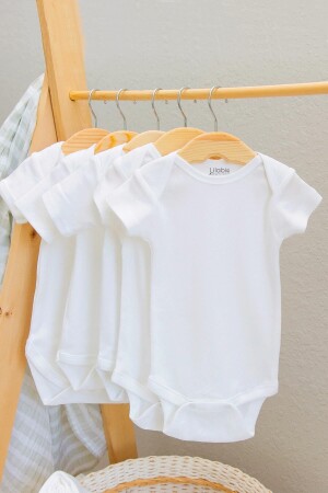 Lilabio 100% Organic Cotton 5-Piece White Short Sleeve Baby Bodysuit - Lilabio