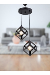 Lilac Cube Modell Pendelleuchte 2 Li Metall Kronleuchter Modern KP7813 - VEDA AVİZE