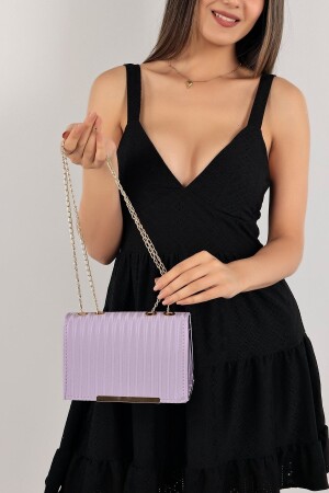 Lilac Evening Bag, Satin Look Gold Clip Clutch Bag, Okizero Chain Strap Women's Evening Bag 16211209135 - Elentra