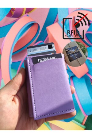 Lilac Leather Card Holder Wallet Portfolio Brahma with Faux Leather Mechanism - The East Polo Club