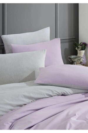 Lilac Plain Pattern Double Sided Double Duvet Cover Set 200x220 100% Cotton014530200 TYC00718807322 - Sheri Home