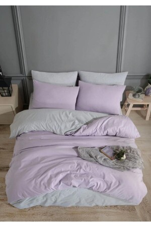 Lilac Plain Pattern Sheet Elastic Double Duvet Cover Set 200x220 100% Cotton01453020 TYC00718686249 - Sheri Home