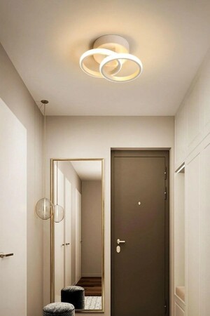 Lily Modern Tasarım Beyaz Renk Salon Mutfak Hol Beyaz Led 2 Li Avize - Fer Avize