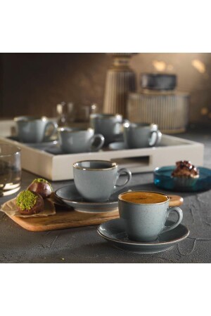 Lima 730p01 Decorative Coffee Cup Set Pear 01 Blue LM12KT730P01 - Kütahya Porselen