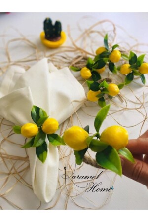 Limon Salkım 8'li Peçete Halkası Yüzüğü meyvehalka01 - Karamelhome
