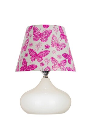 Lina Pink Butterfly Hat Table Lamp Single White Metal Lampshade EV-326 - EvLight