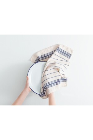 Linda Geschirrtuch – Ecru/dunkelblau – 40 x 60 cm - Madame Coco