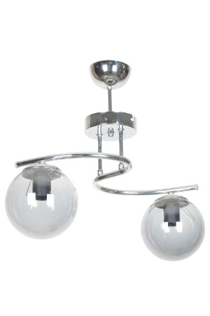 Linda Modern Design Chrome Color Smoked Glass Living Room - Kitchen - Bedroom 2-Piece Chandelier LNDA2Lİ - Fer Avize