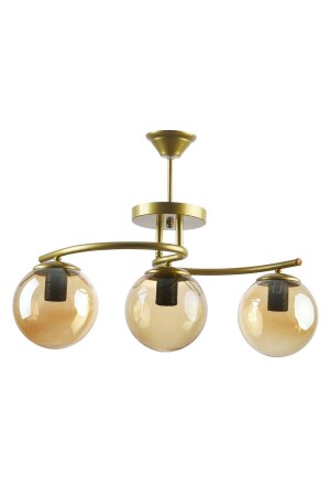 Linda Modern Living Room - Kitchen - Bedroom Closed Globe Glass Triple Chandelier LNDA3LÜ - Modavize