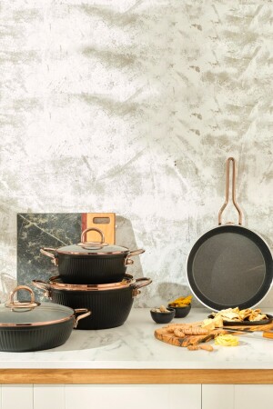 Line 7 Piece Granite Cookware Set Black-rose 600. 15. 01. 0441-1 - Emsan