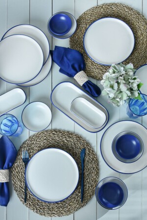 Line Blue Breakfast Set 18 Pieces for 6 People 20004 - Keramika