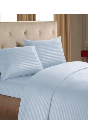 Line Cotton Duvet Cover Set 4 Piece Striped Satin Duvet Cover Set Blue | - Evlen Home Collection