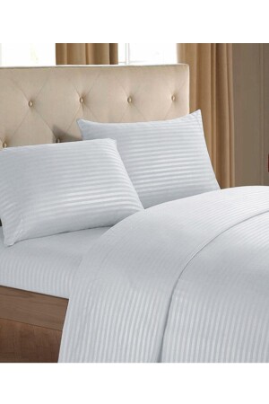 Line Cotton Duvet Cover Set 4 Piece Striped Satin Duvet Cover Set Gray | - Evlen Home Collection