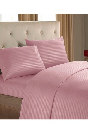 Line Cotton Duvet Cover Set 4 Piece Striped Satin Duvet Cover Set Powder | - Evlen Home Collection