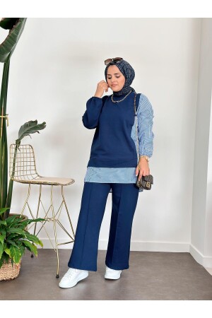 Line Gömlekli Ikili Takım Lacivert - Asel Fashion