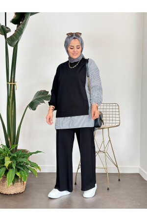 Line Hemd Doppelanzug Schwarz ASELLINE01 - ASEL FASHİON
