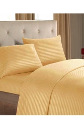 Line Pamuklu Nevresim Takımı 4 Parça Çift Kişilik Çizgili Nevresim Seti | Otel Nevresim Gold Q-NEV-56841 - Evlen Home Collection