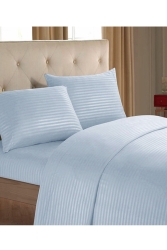 Line Pamuklu Nevresim Takımı 4 Parça Çizgili Saten Nevresim Seti Mavi | Otel Nevresim Q-NEV-56841 - Evlen Home Collection