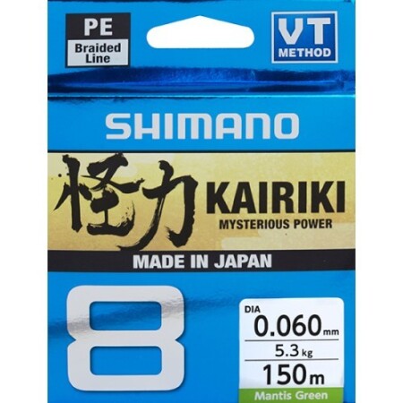 Line Shimano Kairiki 8 Mantis Green, 150m, 0.215mm, 20.8kg - Shimano