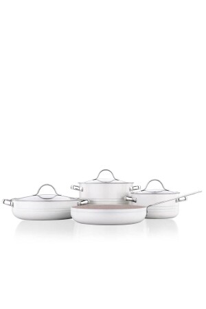 Linea 7 Piece Vanilla Pot Set A2619-2 - KORKMAZ