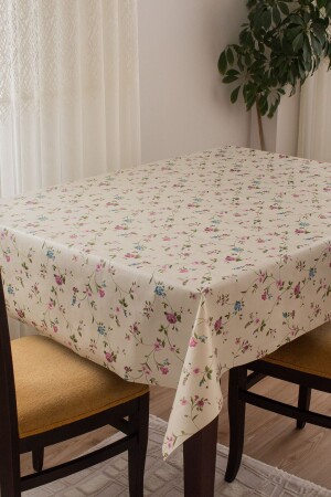 Lined Erasable Hygienic Flower Patterned Oilcloth PVC Tablecloth 672-3 - Barış Home Collection
