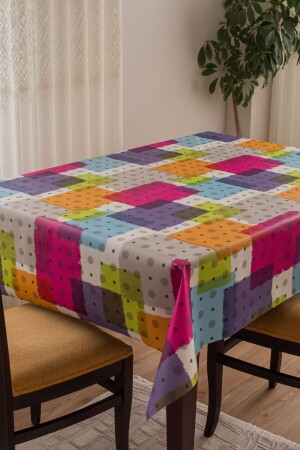 Lined Removable Hygienic Rainbow Oilcloth PVC Tablecloth 731-1 - Barış Home Collection