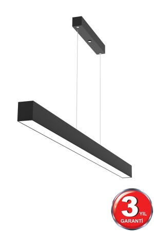 Lineer 120cm ( Siyah Kasa, Beyaz Işık ) Ledli Sarkıt Modern Led Avize, Salon, Mutfak, Lineer Avize Lineer-120 Siyah 6500K - Hegza Lighting