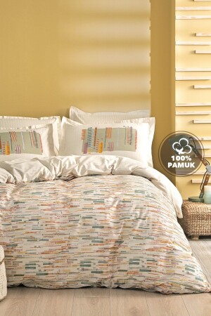 Lineis Double Ranforce Duvet Cover Set - Beige - Yataş