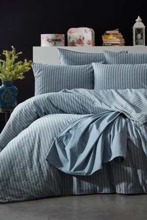 Linen Double Duvet Cover Set 1081 - BONJARDİNHOME