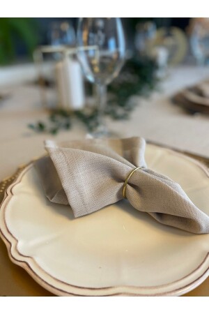 Linen Textured Beige Napkin Set of 2 - Decamor Home