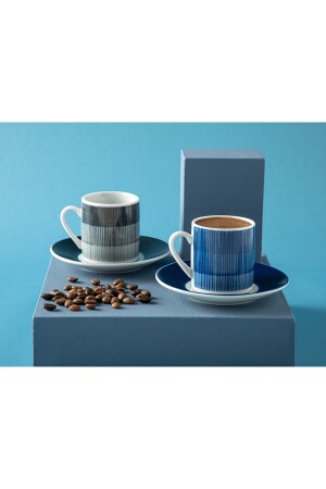Liniya Porselen 2'li Kahve Fincan Takımı 80 Ml Siyah – Lacivert 10035659 - English Home