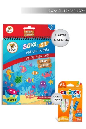 Lino Aktivitätsbuch Meerestiere Baby mit 6 Bleistiften als Geschenk - Carioca