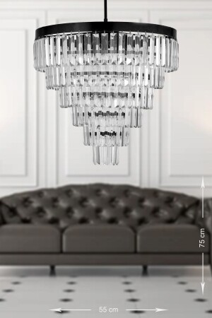 Linsa 55 Cm Crystal Glass Stone Luxury Chandelier - (matte Black) PY-200-55 - Avizemoda