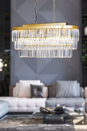 Linsa 70x30 Cm Crystal Glass Stone Luxury Chandelier Above the Dining Table - (Yellow Gilt) PY-200-70SY - Avizemoda