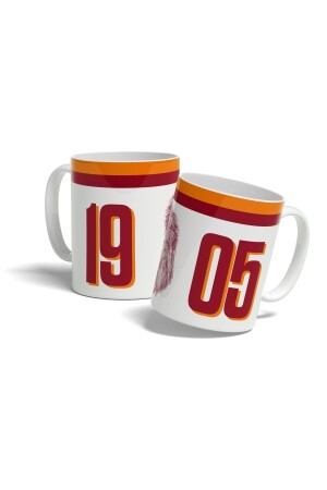 Lion 1905 White - Yellow Red Stripe Printed Mug Glass GALATASARAY-0106 - OFFSIDE