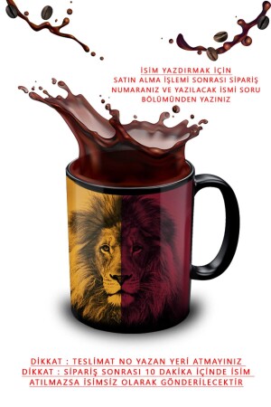 Lion Mug - Inside and Handle Black Porcelain - Ceramic Mug Cup Mug Cup hy6 - yhfoto