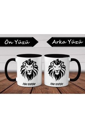 Lion Patterned - Name and Surname Written - Personalized Mug K53-2 - lenostra