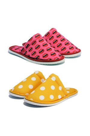 Lip and Polka Dot Patterned House Slippers Set of 2 - Chochili