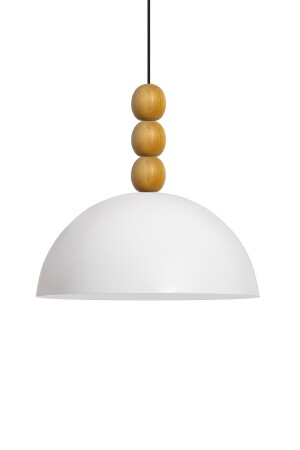 Lipeo Weißer Holzperlen-Kronleuchter, Einzel-Hängelampe, Wohnzimmer, Küche, Friseurlampe, dekorative Beleuchtung - Bamyum