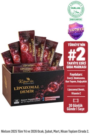 Lipozomal Demir | Lipozomal Kaplama ile Çok Yüksek Emilim ve Mide Dostu | Smart Supplement | 30 Şase - Kiperin
