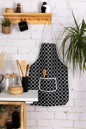 Liquid Proof Kitchen Apron Sponge Filled Double Chamber Pocket Model & Black - Morlay