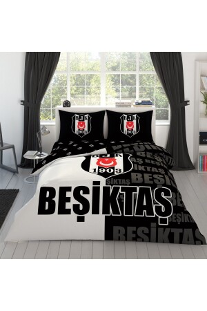 Lisanslı Beşiktaş Parçalı Logo Pamuk Çift Kişilik Nevresim Takımı 000000001000042141 - Taç