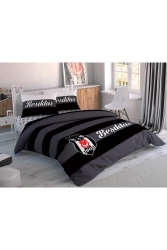 Lisanslı Beşiktaş Striped Pamuk Çift Kişilik Nevresim Takımı 60196399 - Taç