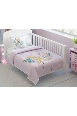 Lisanslı Disney Bambi Açık Lila Pamuklu 100x150 Bebek Pike Takımı TC63T1000039748 - Taç